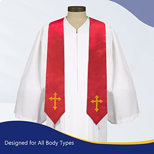 Piecatle Choir Stole with Cross Embroidery for Church, Ideal for Costume,60" - color: Red