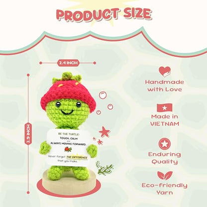 Strawberry Turtle Crochet, Cute Crochet Back to School Gift for Kids, – “Be The Turtle” Positive Crochet Animals, Turtle Stuffed Animal, Employee Appreciation Gifts Positive Turtle - color: Positive Turtle