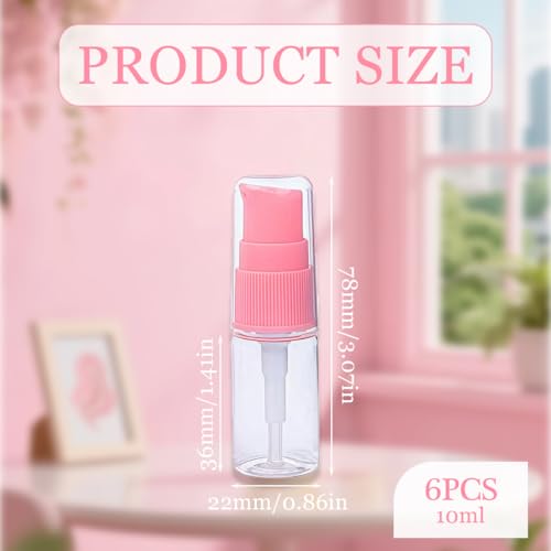 6PCS 10ML 0.34oz Transparent BPA Free Empty Portable Pump Press Push Bottles Jars Containers For Serums Skin Care Foundations Lotion Cream Cosmetic Liquid Essential Oils Toiletries