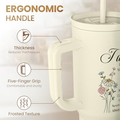 Christian Tumbler with Handle 40oz, Inspirational Gifts for Her, Religious Gift for Women Girl, Stainless Steel Insulated Coffee Travel Cup, Inspiration Gift for Christmas Birthday Mothers Day - color: Christian