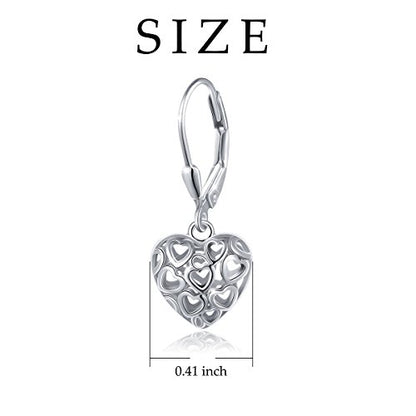 S925 Sterling Silver Heart Dangle Drop Earrings for Women Jewelry Gift - style: Heart Drop.