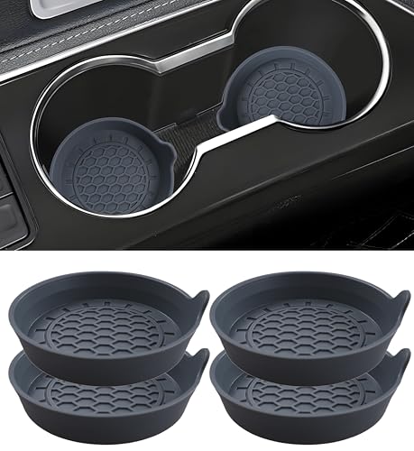 Amooca 4-Pack Spill-Proof Cup Coasters Non-Slip Car Cup Holder Inserts - color: Gray, size: 4 pack