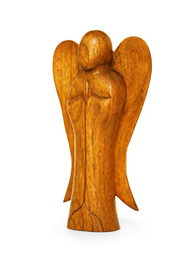 G6 Collection Wooden Handmade Abstract Sculpture Statue, Praying Angel, 10" - style: Praying Angel