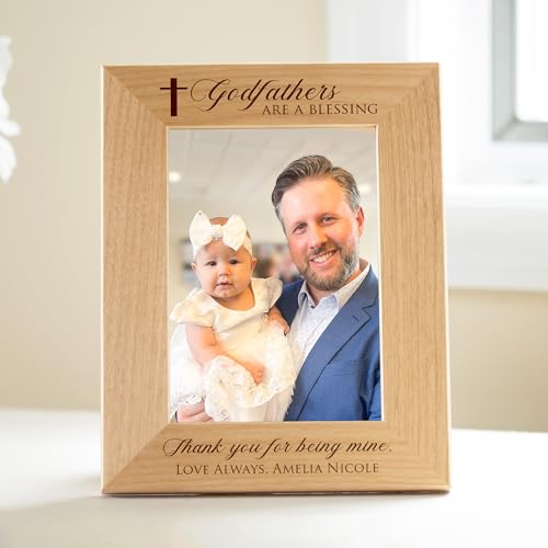 Godfather Gifts, Personalized Picture Frame 4x6 Vertical Engraved Wood - color: Custom - Godfathers, size: 4" x 6" Portrait
