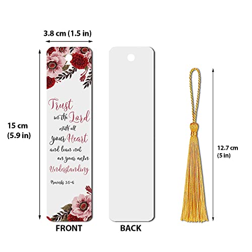 WIRESTER Set of 2 Metal Bookmarks with Light Gold Tassel for Students, Reader, Teachers, Book Lovers - Christian Quotes Proverbs 3:5-6, Christian Bible Verses Psalm 119:105 - color: Christian Quotes Proverbs 3:5-6, Psalm 119:105