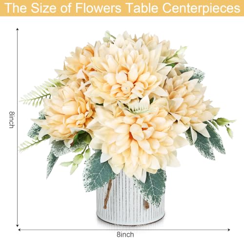 6 Set Pre-Made Flower Table Centerpieces (Champagne, 6 X Dahlias Table Centerpieces) - color: Champagne, size: 6 X Dahlias Table Centerpieces