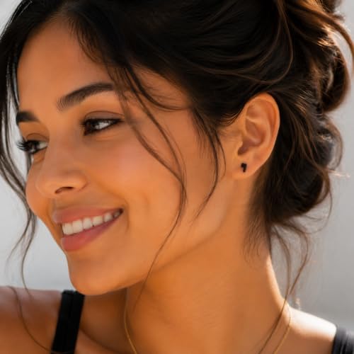 FLECHAZO Titanium Gunmetal Flat Back Earrings,Screw Back Earrings, ASTM F136 Implant Grade with Internally Threaded Front Screw, Interchangeable Posts 16G 8mm or 18G 9mm, Hypoallergenic for Cartilage Helix Tragus Conch Lobe (Sold as 1 Single Earring) - st