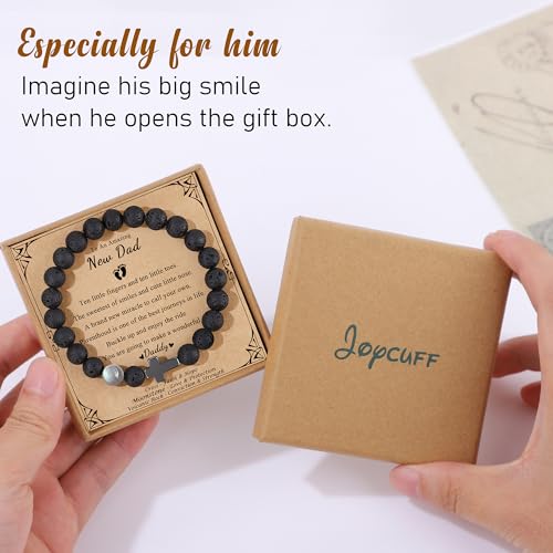 JoycuFF 𝗖𝗵𝗿𝗶𝘀𝘁𝗶𝗮𝗻 𝗚𝗶𝗳𝘁𝘀 𝗳𝗼𝗿 𝗠𝗲𝗻 𝗠𝗼𝗼𝗻𝘀𝘁𝗼𝗻𝗲 𝗖𝗿𝗼𝘀𝘀 𝗕𝗿𝗮𝗰𝗲𝗹𝗲𝘁𝘀, Christmas Stocking Stuffers Inspirational Gifts for Teens Men Cross Bracelets with Card - color: New Dad Gifts