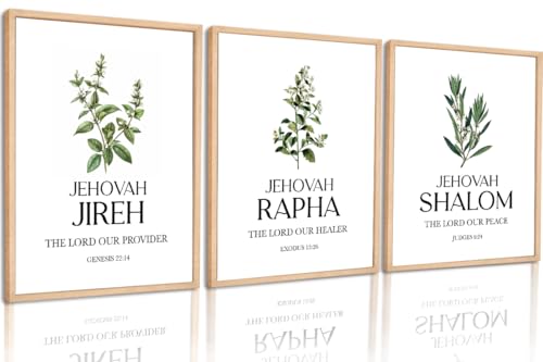 Ybqhd Christian Wall Decor Set Of 3,Hebrew Names Of God Bible Verse Sign Artwork,Scripture Quotes Prints Posters For Home Office Living Room Wall Decor(11"X14",Unframed)