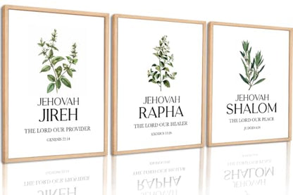 Ybqhd Christian Wall Decor Set Of 3,Hebrew Names Of God Bible Verse Sign Artwork,Scripture Quotes Prints Posters For Home Office Living Room Wall Decor(11"X14",Unframed)