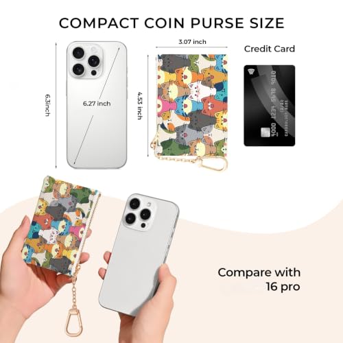 Cats Keychain Coin Purse for Women, Cute Small Change Pouch - color: Colorful Cats