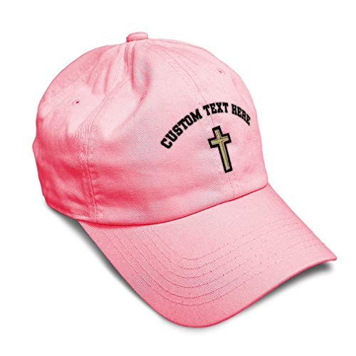 Soft Baseball Hat Embroidered Dad Hat Chaplain Cross Jesus God Christian Faith Men & Ladies Baseball Cap - color: Coral Personalized Text Here