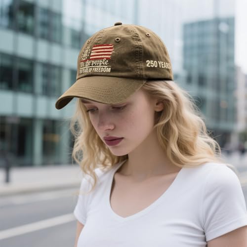U.S. 250th Anniversary 250 Years Freedoms 1776-2026 Baseball Hats Funny - color: Pigment Khaki4