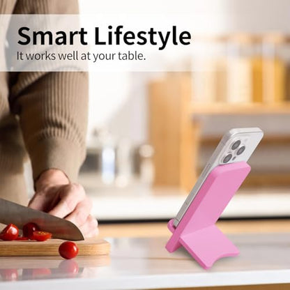Cell Phone Stands, Desktop Stand, Luxury Nature Wood Simple Phone Stand, Compatible with iPhone & All Cell Phones, Ultra-Stable, Portable & Non-Slip Design, 2 Pieces, Pink - color: Pink