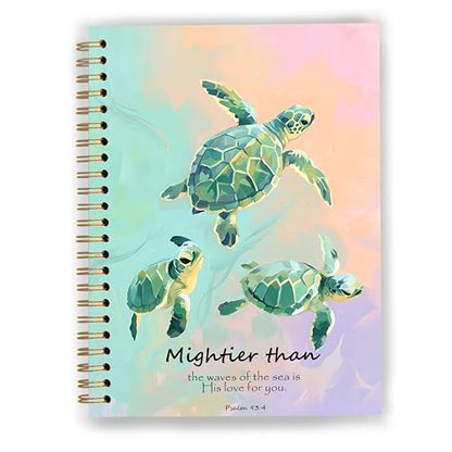 Christian Green Sea Turtle Notebook, Coastal Beach Psalm 93:4 Bible Journal for Women, Sea Turtle Lovers Gifts, Ocean Religious Spiral Notebook Journal 5.5x8.3 - color: Color 20