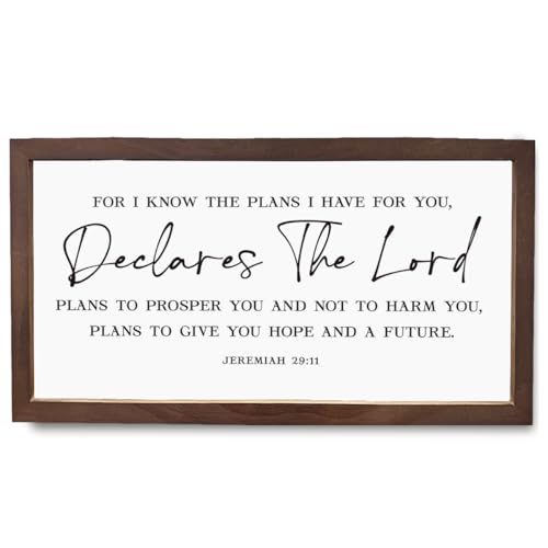 Christian Decor, Jeremiah 29:11 Wood Framed Sign, Bible Verse Wall Artwork, Inspirational Wall Decor, Motivational Gift for Friends Family, Religious Art Decoration, Above Bed Decoration for Bedroom - color: Jeremiah 29:11