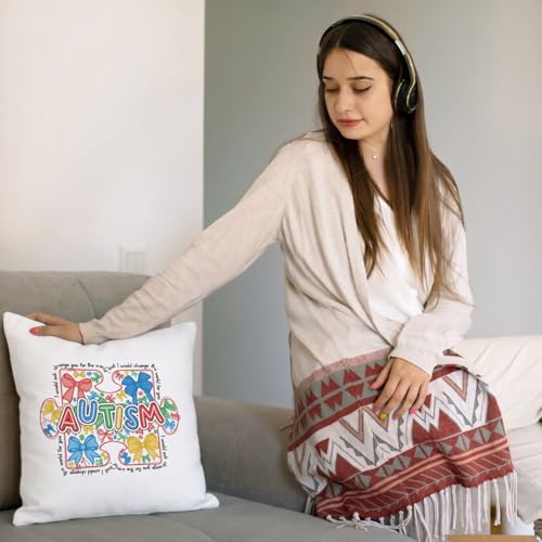 QIYUHOY Preppy Bow Autism Awareness Throw Pillow Covers, 18x18 Inch - color: 007-motivational