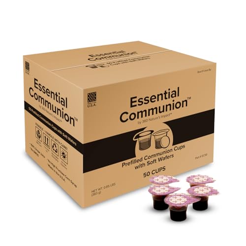 Prefilled Communion Cups and Wafer Set with Concord Grape Juice, Disposable Communion Elements for Church, Home, and Hospital Services, Holy Eucharist Supplies, 50 Count - size: 50 Count