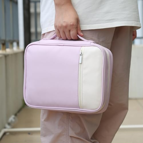 GERMUN Bible Cover with Durable Handle, Carrying Book Case Church Bag Bible, Protective with Zippered Pocket, Bible Accessories Supplies, Book Protector for Book Lovers, WhitePink - color: White&Pink