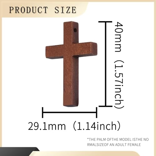 50 Pcs Wooden Cross Charm Cruz De Madera Pendant Bulk for DIY Craft Easter Party Favors Christian Baptism Rosary Jewelry Making