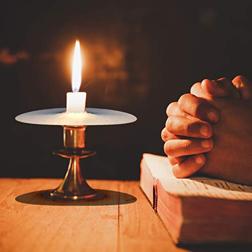 White Short Taper Candles, 20 Pack 5 Inch Church Candle Bulk with Drip Protectors, Unscented Candlesticks for Christmas Eve and Easter Candlelight Service, Vigil, Memorial and Devotional - size: 5 Inch, Pack of 20