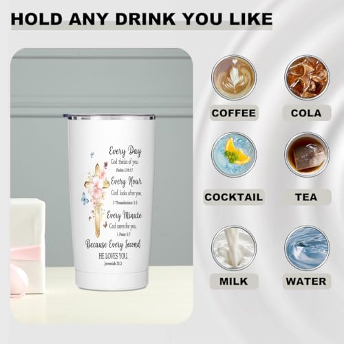 Christian Gifts for Women 20oz Stainless Steel Tumbler with Lid and Straw - color: Multi 1371