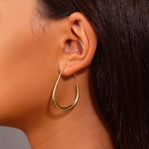 18K Gold Plated Hoop Earrings for Women, NICKEL-FREE & HYPOALLERGENIC, Timeless Jewelry Gift - color: Silver-Circular Ring