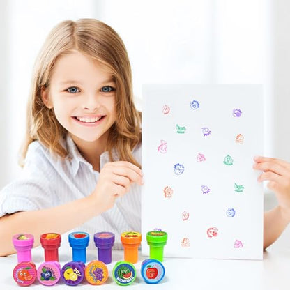 Cinrobiye 24 Pcs Fruit of the Spirit Stampers Party Favor Set, Cute Bible Learning Stamps for Kids Sunday School, Church Classroom Rewards, Faith Based Gifts, Goody Bag Fillers - color: Fruit of the Spirit
