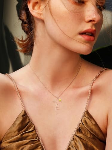 Faith Necklace White/Rose/Gold Birthday Gifts for Wife Her - color: Rose Gold-11-November