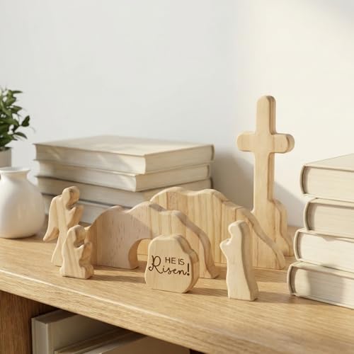 He is Risen Wooden Easter Resurrection Empty Tomb Set Christian Gifts