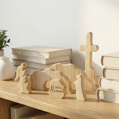 He is Risen Wooden Easter Resurrection Empty Tomb Set Christian Gifts