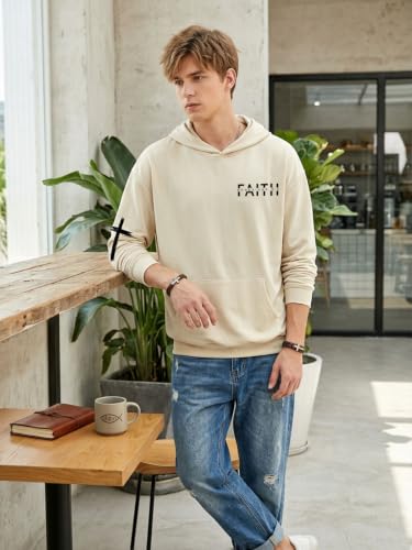 Christian Sweatshirts for Men Faith Christ Cross Pullover Hoodie - color: Apricot1, size: Small