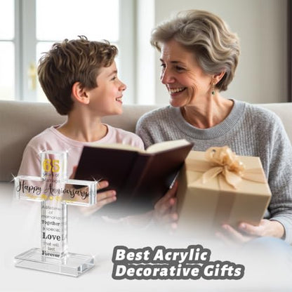 PVOPVO 65th Wedding Anniversary Religious Cross Gifts for Him Her 65 Year Anniversary Romantic Gift for Women Men Couple 65 Years of Marriage Gifts for Couple - color: 65th Anniversary