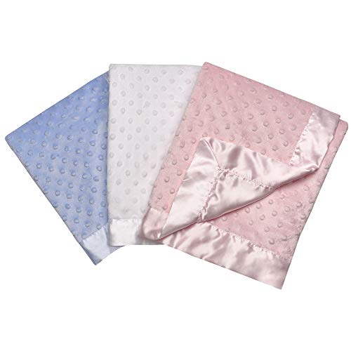 Baby Starters Textured Dot Blanket with Satin Trim, White 30" x 40" - color: White Dot