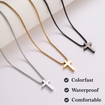 Stainless Steel Cross Necklace for Teen Boys Kids Gifts 16-20 Inch - color: Gold, size: 16Inch