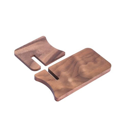 LUCKY BEAN Wood Phone Stand, Desktop Wooden Phone Holder, Portable Phone Stand for Desk, Compatible with iPhone & All Cell Phones (Walnut Wood) - color: Walnut Wood