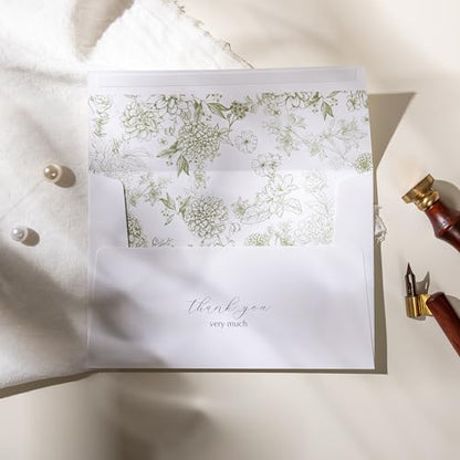Crisky 4x6 Beyond Grateful Thank You Cards with Envelopes Bulk, 50 Pack Green Floral Thank You Notes with Envelopes Set for Bridal Shower, Wedding Engagement, Baby Shower, Graduation, Birthday - style: Modern