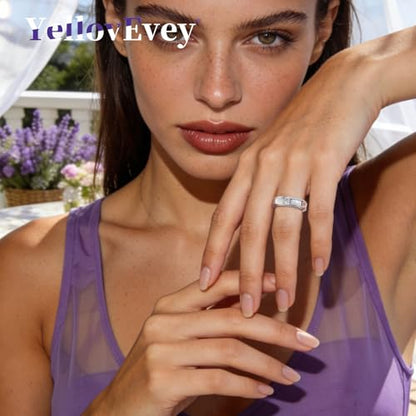Fidget Ring for Women - Mother of Pearl Shell Cross 18K Gold Plated Love Ring Anxiety Relief Non Tarnish Stainless Steel Stackable Engagement Band - color: Silver, size: 8