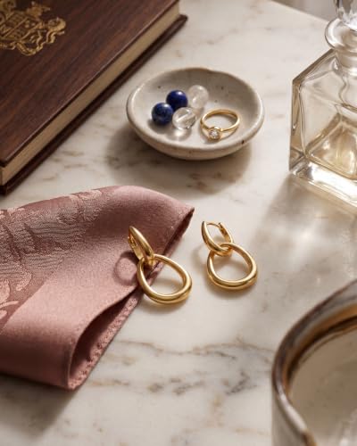 MUMREUES 14K Gold Earrings for Women Trendy Double Hoop Dangle Earrings - color: Sage & Gold