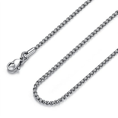 FOSIR Mens Chain Necklaces, Stainless Steel Rolo Chain Necklace for Men and Women, Silver Tone Box Chains for Men, Wide 2/3/4/5mm - size: 20.0 Inch long, style: 2mm-stainless steel