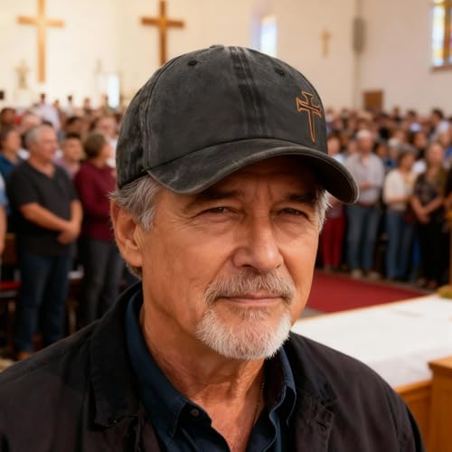 3D Embroidered Christian Hat for Men & Women, Jesus Faith Cross Hat, Religious Gifts for Christians Clothes - color: Leather - Denim