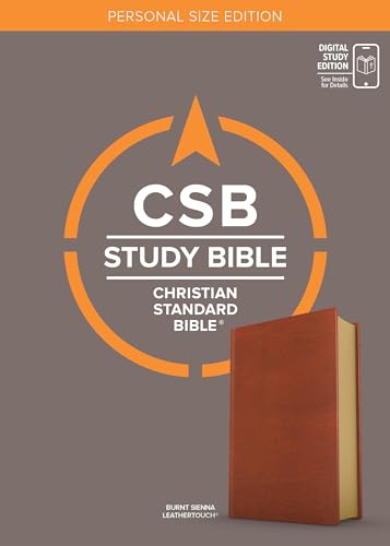 CSB Study Bible, Personal Size, Digital Study Edition, Burnt Sienna LeatherTouch, Red Letter, Study Notes and Commentary, Illustrations, Articles, Word Studies, Outlines, Timelines