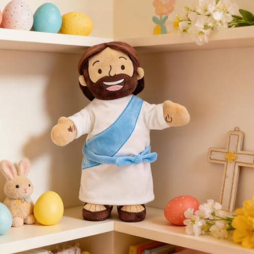 Yelakey Dancing Jesus Doll, 14" Musical Jesus Plush with 4 Christian Songs, Interactive Christian Plush Toy for Kids and Adults, Christmas Easter Baptism Gift