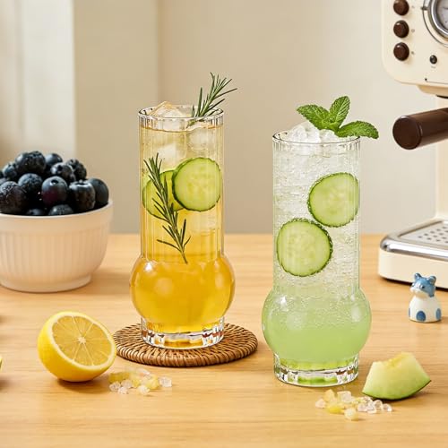 6.5Inch Drinking Glasses for Home Decor,12pcs Fluted Glass Vase Set - size: Ribbed Juice Vase-12PCS