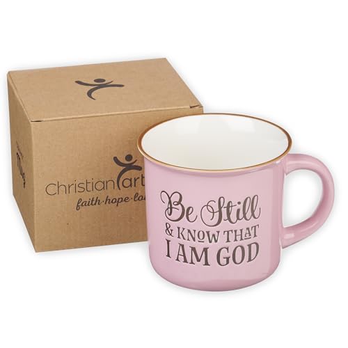 Christian Art Gifts Pink Camp Style Be Still and Know Ceramic Coffee Mug - style: Be Still & Know