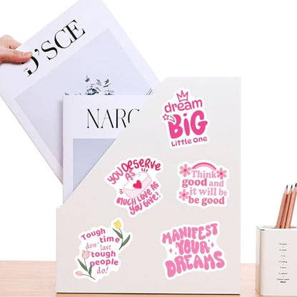 50PCS Pink Positive Affirmation Stickers, Inspirational Qoute Stickers - style: Pink