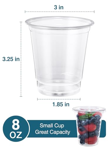 SHOPDAY 8 oz-Plastic-Cups-with-Lids - 200 Pack Disposable Clear Cups with Lids, Small Cup for Cold Drink Smoothie Food, Coffee Cup - size: 200 Count (Pack of 1)