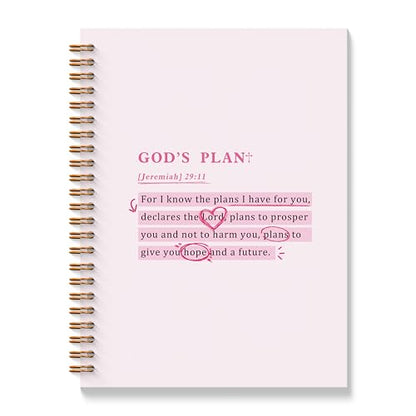 Pink Christian Spiral Notebooks, Jeremiah 29:11 Bible Journaling Notebook, Religious Prayer Journal for Woman, Church Notes Notebook, Christian Gifts for Women, 5.5x8.3 Inches - color: Gods Plan