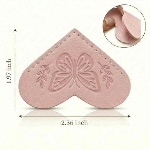 Leather Bookmarks for Women - 6 Pcs Butterfly Embossed Corner Page Bookmarks, Cute Heart Book Marks for Book Reading Lovers Teachers Students, Stocking Stuffers for Women - color: Blush Pink