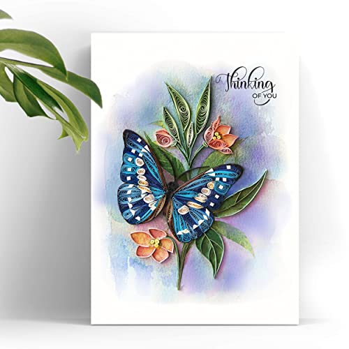 Thinking of You Butterfly Card, 5in x 7in, Blank Inside, Envelope Included, Perfect for Birthdays, Thank You, Anniversaries - color: Butterfly Thinking Of You